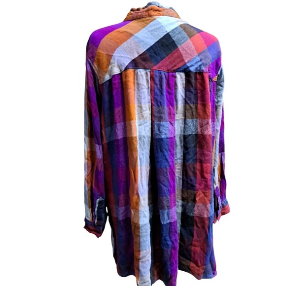 Melissa McCarthy Seven7 Plaid Shirt Womens Sz 2X High Low Button Up Top Preppy - Picture 3 of 11